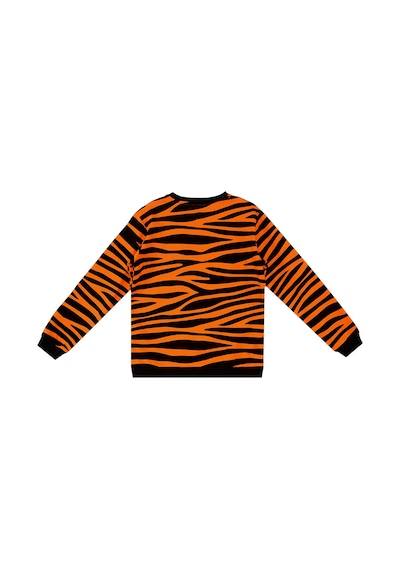 Erkek Çocuk Kaplan Desenli Pamuklu Turuncu Uzun Kollu Sweatshirt 2-6 Yaş