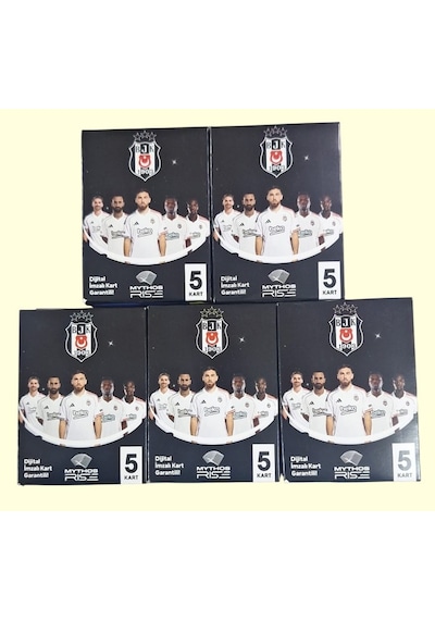 Mythos Rise Beşiktaş Lisanslı Futbolcu Kartları 2025 - 2026 Sezon 5 Kutu 25 Kart