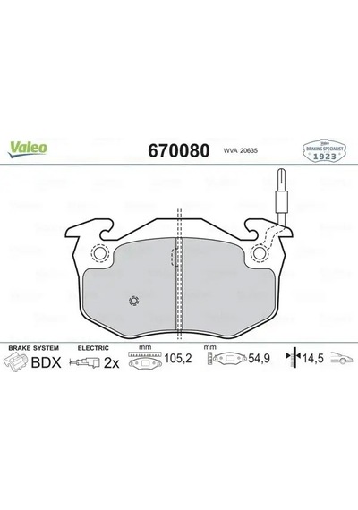 Citroen Saxo On Fren Balatasi 1.4 1996-2003 Valeo 670080