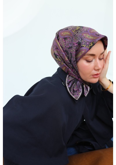 Silk Home Twill İpek Eşarp 11455-16 Siyah, Gümüş, Funda Pembe, Sarı