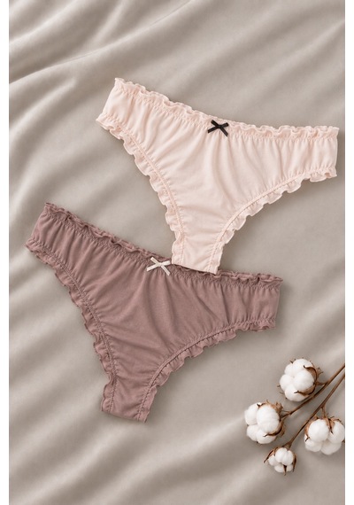 Loveria Kadın Pamuklu Renkli Fırfırlı Bikini/tanga Külot Pudra Mürdüm 2li Pudra-mürdüm Pudra-mürdüm Loveria Kadın Pamuklu Renkli Fırfırlı Bikini/tanga Külot Pudra Mürdüm 2li Pudra-mürdüm Pudra-mürdüm