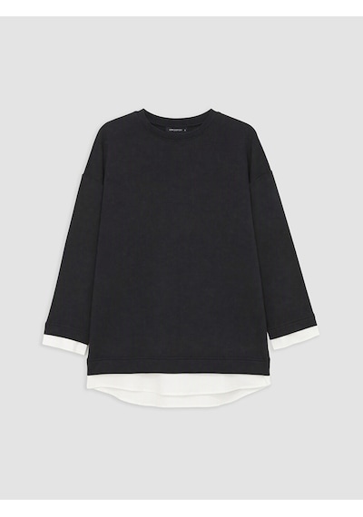 Lcw Everyday Siyah Oversize Soft Touch Kadın Sweatshirt