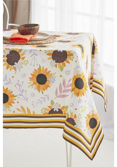 Ays Home Sarı Ayçiçeği Desen Kumaş Yemek Masası Örtüsü