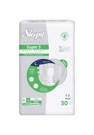Sleepy Süper3 Belbantlı Hasta Bezi L Beden 30 Adet