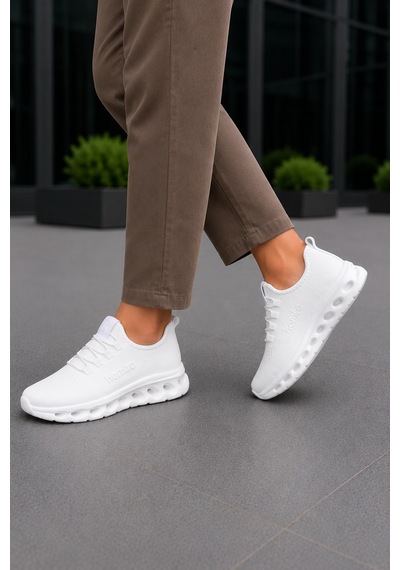 Homiro Unisex Triko Sneaker Hafif Taban Günlük Spor Ayakkabı Beyaz