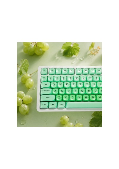 Leaven 128 Tuş Pbt Keycap Seti - Retro Yuvarlak Moa Profil Cherry Mx Uyumlu Klavye Tuşları - Yeşil