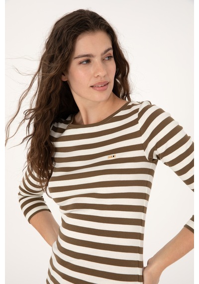 U.S. Polo Assn. Kadın Haki Çizgili Bisiklet Yaka Sweatshırt 50314203-VR027 U.S. Polo Assn. Kadın Haki Çizgili Bisiklet Yaka Sweatshırt 50314203-VR027