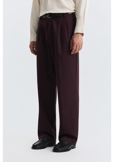 Antioch Pileli Relax Fit Erkek Pantolon Bordo