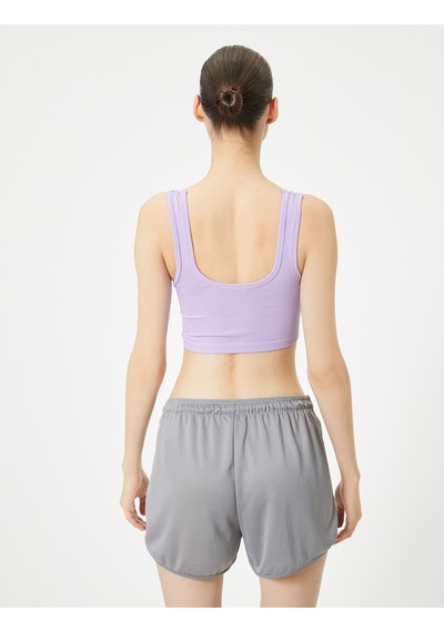 Koton Spor Yarım Atlet Dikişsiz Fitilli Slim Fit Kapsız Lila 4sak30202nk Lila