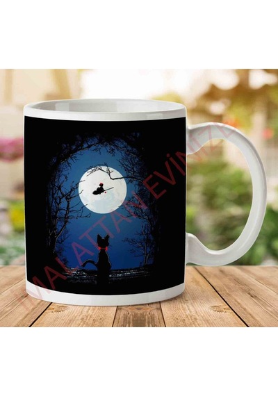 1-747 Airmail Kikis Delivery Service Moon Silhouette İki Tarafı Baskılı Kupa Bardak.jpg