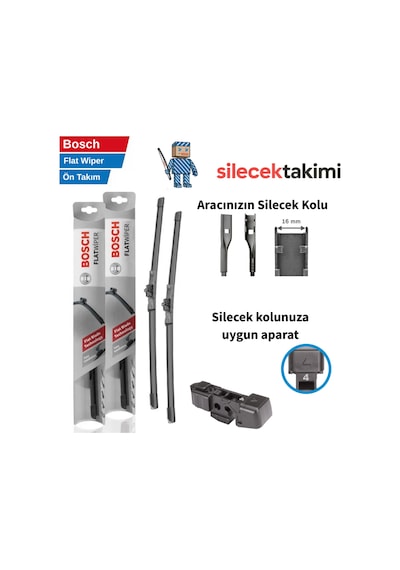 Alfa Romeo Stelvio 2017 Silecek Takımı Ön Bosch Flat Wiper