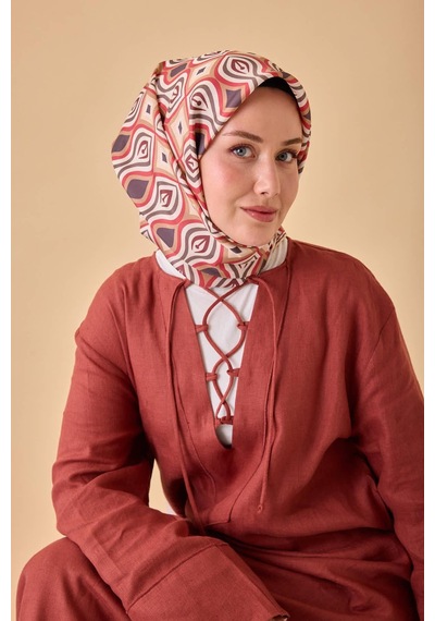 Silk Home Twill İpek Eşarp 11470-38 Beyaz, Çilek Kırmızısı, Bordo