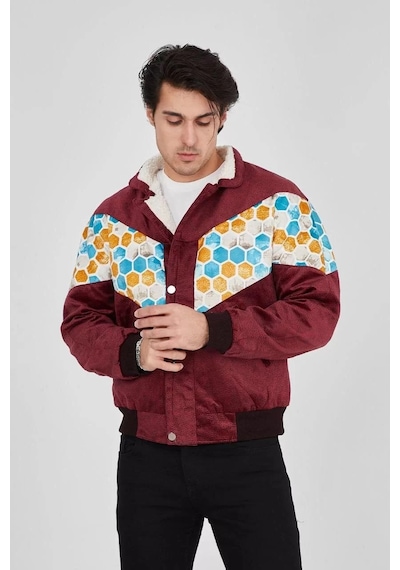 Tarzyeri Erkek İçi Astarlı İçten Yaka Kısmı Peluşlu Beyaz Şeritli Vintage 001