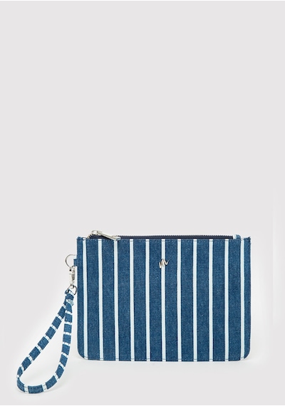 Mavi - Çizgili Denim El Çantası 1913943-25768 Lacivert