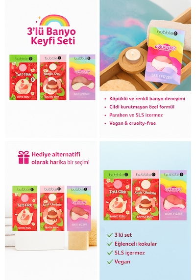 Bubble T Noveltea Sıcak Banyo Sütü Ve Gökkuşağı Banyo Tozu Seti