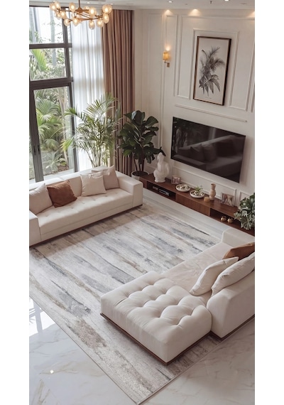 Kreasyon Halı Sardunya Sr002 Beyaz Gri Yolluk