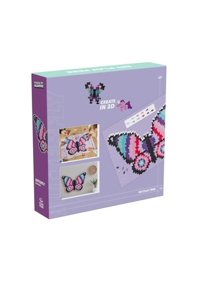 Plus Plus 9603915 Dahiyane Yapı Oyuncağı, Kelebek Yapboz, Yaratıcı Yapı Taşları, 800 Parça, Çok Renkli, Mini