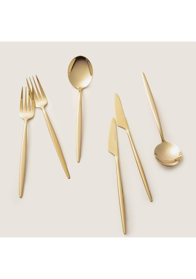Belina 18 Parça Yemek Çatal Kaşık Bıçak Seti Parlak Gold
