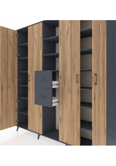 Hyperion Dolap 15 Raflı 2 Çekmeceli 4 Kapaklı 220x44x243 Antrasit-çam/antrasit Atlas Çam/antrasıt Hyperion Dolap 15 Raflı 2 Çekmeceli 4 Kapaklı 220x44x243 Antrasit-çam/antrasit Atlas Çam/antrasıt