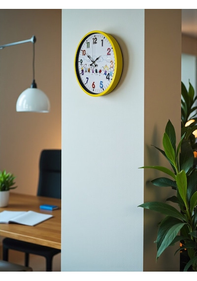 Büro Ev Ofis Duvar Saati İçin 36cm Sarı Çocuk Odası Mekanizma Diğer 22714386