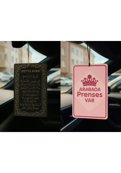 Ayetel Kürsi Ve Arabada Prenses Var - İkili Oto Kokusu - Dekoratif Araç Kokusu Ve Aksesuarı