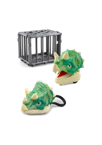 Kafeste Triceratops Mini Dinozor Arabası Anahtarlık Oyuncak Çek Bırak Dinozor