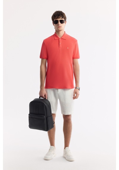 Avva Erkek Mercan Kıvrılmaz Polo Yaka %100 Pamuk Basic Regular Fit T-shirt B001032