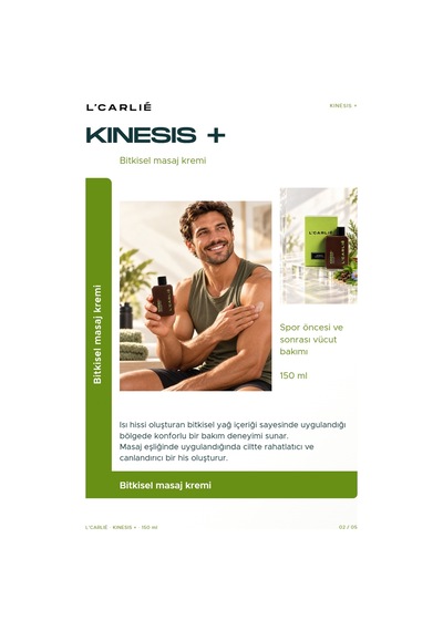 L'carlıe Kinesis+ Sporcu Bakım Kremi Masaj 150 Ml