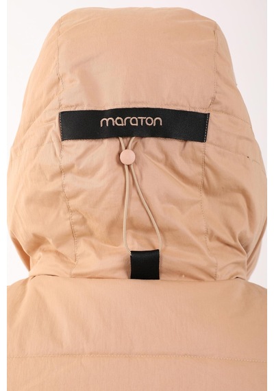 Maraton Sportswear Comfort Kadın Kapşonlu Kolsuz Basic Bej Yelek 21402-bej Bej