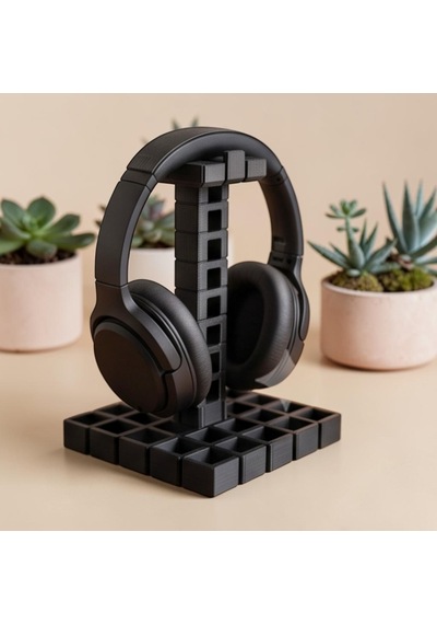 Happy3dworld Endüstriyel Izgara Desenli Kulaklık Standı, 3d Baskı Siyah Gaming Aksesuarı