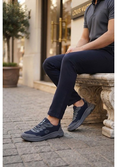 Scooter M2011 Rahat Deri Tekstil Sneaker Erkek Ayakkabı Lacivert