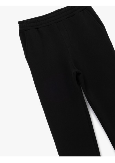 Koton Straight Fit Cep Detaylı Şardonlu Beli Lastikli Eşofman Altı Siyah 6wam40033mk Siyah