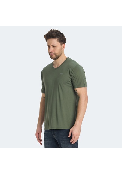 Slazenger KRAKKER Erkek V Yaka Haki Tişört