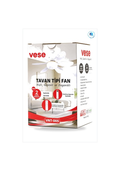 Tavan Vantilatörü 6 Kanatlı Kumandalı 2in1 Avize 40w Aydınlatma S