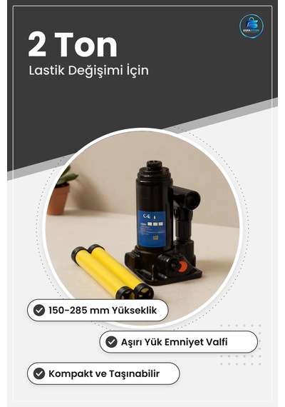 Hidrolik Şişe Kriko 2 Ton /285 Mm Oto Araç Lastik Değişimi Kaldır