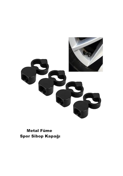 Maça Sibop Kapağı Metal Füme Rengi Profesyonel Maça Logolu Metal Sibop Kapağı 4 Parça Set Füme