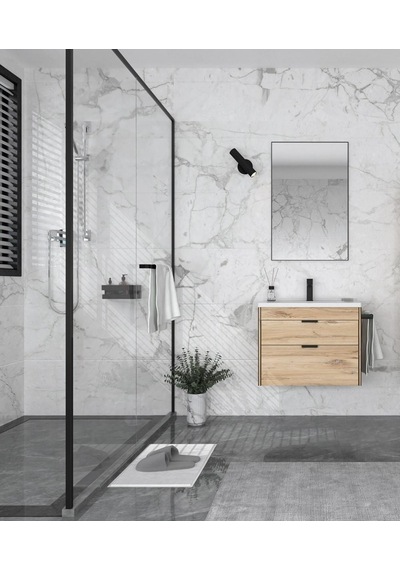 Orka Trio 65 Cm Mdf Çekmeceli Senza Asma Banyo Dolabı Takımı Meşe Orka Trio 65 Cm Mdf Çekmeceli Senza Asma Banyo Dolabı Takımı Meşe