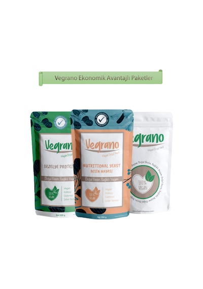 Vegrano Nutritional Yeast  100 G + Bezelye Proteini 100 G + Vegan Çedar Peynir Aroması 100 G