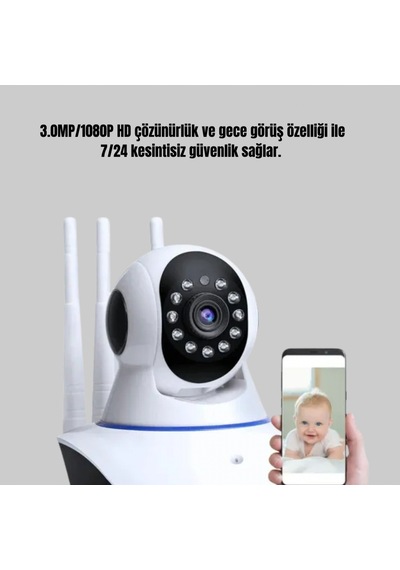 3.0mp Full Hd Akıllı Ip Kamera Gece Görüşü ve Çift Yönlü Ses Renkli
