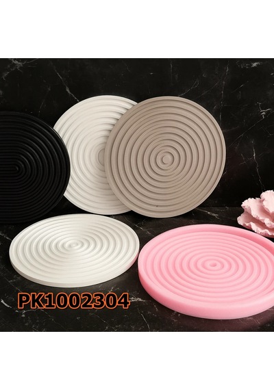 Pk1002304 - Silikon Kalıp Mum Kalıbı Yuvarlak Çizgili Sunumluk Renksiz