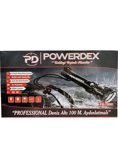 Powerdex Pd-7900 Şarjlı Su Altı Dalış El Feneri 2000 Lümen