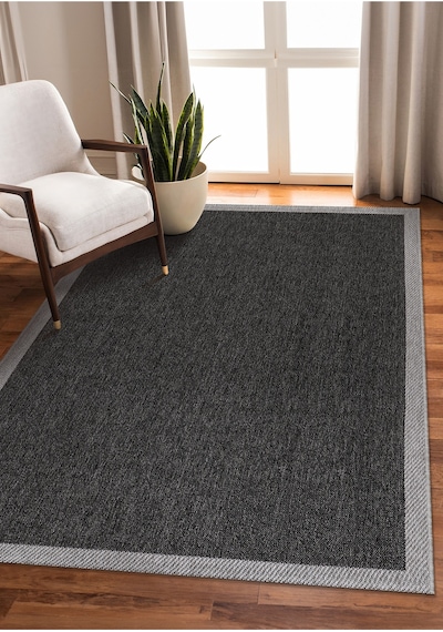 Elit Premium Sisal Jut Halı 1401 Hav Ve Toz Yapmaz Bordürlü Halı Siyah-gri Siyah