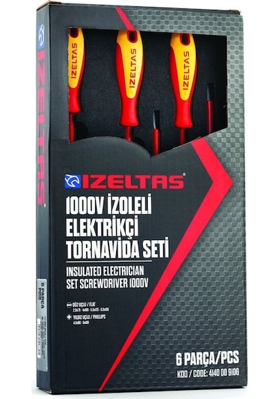 İzeltaş 4140 Tornavida Seti 1000v İzoleli Elektrikçi 6 Parça