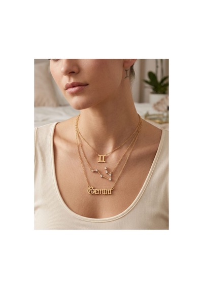Lunarie İkizler Burcu Takımyıldızı Zodyak 14k Gold Çoklu Kolye Altın