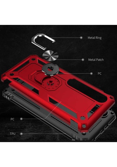 Xiaomi Mi 10 Kılıf Sert Silikon Yüzüklü Stand Özellikli Kapak