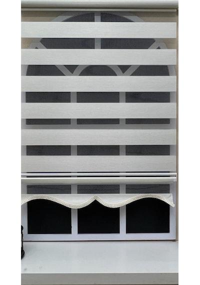 Storburada Zebra Stor Perde Ekru Etek Dilimli Z-stb400v02 Ekru