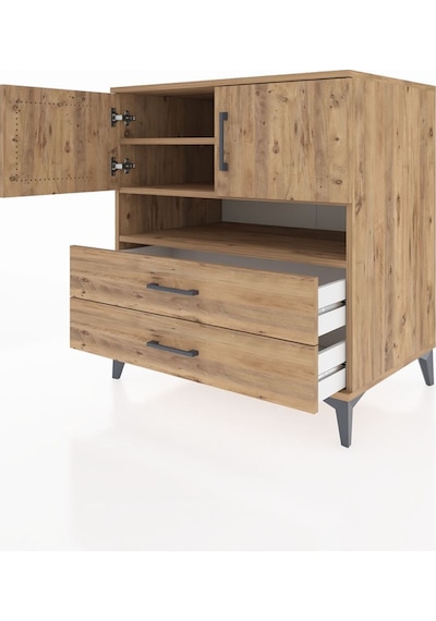 Kronos Şifonyer 3 Raflı 2 Çekmeceli 2 Kapaklı 88x59x96 Çam-çam Atlas Çam