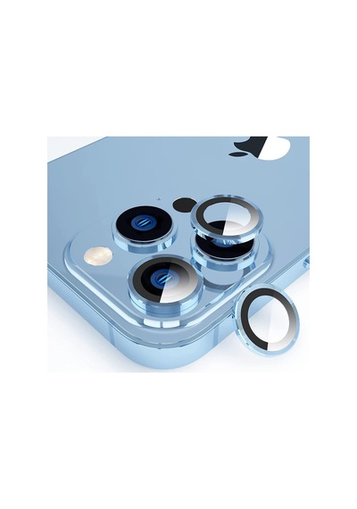 Apple Uyumlu iPhone 15 Pro / 15 Pro Max Alüminyum Seri Kamera Lens Koruyucu Mavi Mavi