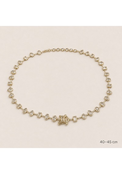 Oval, Damla Ve Baget Form Şeffaf Taşlı Kadın Kolye 40 45 Cm 14k Renkli
