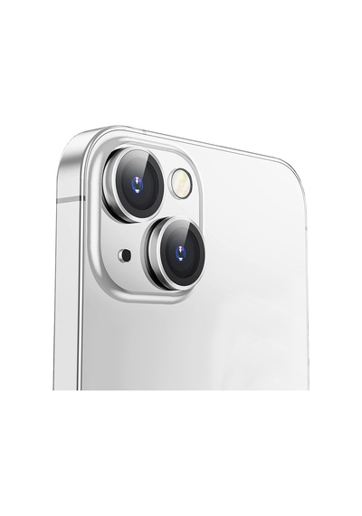 Buff Apple Uyumlu iPhone 15 / 15 Plus Kamera Metal Lens Koruyucu Gümüş